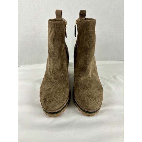 Tory Burch Wedge Boot River Rock Tan Brown Suede 8.5 M Lug Sole - Picture 11 of 11